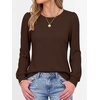 image:imageANRABESS Womens Long Sleeve Waffle Knit Shirts Fall Loose Fit Tunic TopsBrown
