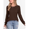 image:imageANRABESS Womens Long Sleeve Waffle Knit Shirts Fall Loose Fit Tunic TopsBrown