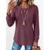image:imageANRABESS Womens Long Sleeve Waffle Knit Shirts Fall Loose Fit Tunic TopsMauve