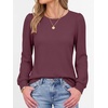 image:imageANRABESS Womens Long Sleeve Waffle Knit Shirts Fall Loose Fit Tunic TopsMauve