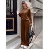 image:imageANRABESS Womens Lounge Sets 2 Piece Velour Sweatsuit Tracksuit Brown M