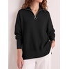 image:imageANRABESS Womens Oversized Quarter Zip Pullover SweatersBlack