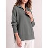 image:imageANRABESS Womens Oversized Quarter Zip Pullover SweatersDark Gray