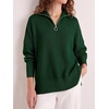 image:imageANRABESS Womens Oversized Quarter Zip Pullover SweatersDark Green