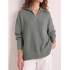 image:imageANRABESS Womens Oversized Quarter Zip Pullover SweatersDeep Gray