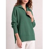 image:imageANRABESS Womens Oversized Quarter Zip Pullover SweatersDeep Gray Geen