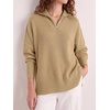 image:imageANRABESS Womens Oversized Quarter Zip Pullover SweatersKhaki
