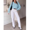 image:imageANRABESS Womens Oversized Quarter Zip Pullover SweatersLight Blue