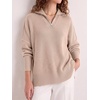 image:imageANRABESS Womens Oversized Quarter Zip Pullover SweatersPink