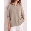 image:imageANRABESS Womens Oversized Quarter Zip Pullover SweatersSand
