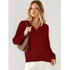 image:imageANRABESS Womens Quarter Zip Fall Lightweight SweatersBrick Red