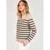 image:imageANRABESS Womens Quarter Zip Fall Lightweight SweatersStriped Black Almond