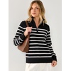 image:imageANRABESS Womens Quarter Zip Fall Lightweight SweatersStriped Black White