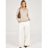 image:imageANRABESS Womens Quarter Zip Fall Lightweight SweatersStriped White Almond