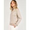 image:imageANRABESS Womens Quarter Zip Fall Lightweight SweatersStriped White Almond