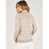 image:imageANRABESS Womens Quarter Zip Fall Lightweight SweatersStriped White Almond