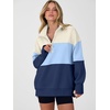 image:imageANRABESS Womens Quarter Zip Pullover Oversized Color Block SweatshirtsApricot Sky Navy Blue