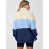 image:imageANRABESS Womens Quarter Zip Pullover Oversized Color Block SweatshirtsApricot Sky Navy Blue