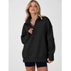image:imageANRABESS Womens Quarter Zip Pullover Oversized Color Block SweatshirtsBlack