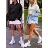 image:imageANRABESS Womens Quarter Zip Pullover Oversized Color Block SweatshirtsBlack