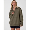 image:imageANRABESS Womens Quarter Zip Pullover Oversized Color Block SweatshirtsCoffee