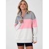 image:imageANRABESS Womens Quarter Zip Pullover Oversized Color Block SweatshirtsGrey Pink White