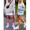 image:imageANRABESS Womens Quarter Zip Pullover Oversized Color Block SweatshirtsLight Grey