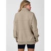 image:imageANRABESS Womens Quarter Zip Pullover Oversized Color Block SweatshirtsLight Khaki