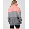 image:imageANRABESS Womens Quarter Zip Pullover Oversized Color Block SweatshirtsPink Grey