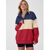 image:imageANRABESS Womens Quarter Zip Pullover Oversized Color Block SweatshirtsRoyal Blue Apricot Red