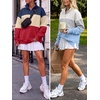 image:imageANRABESS Womens Quarter Zip Pullover Oversized Color Block SweatshirtsRoyal Blue Apricot Red