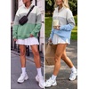 image:imageANRABESS Womens Quarter Zip Pullover Oversized Color Block SweatshirtsWhite Light Grey Sage Green