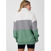 image:imageANRABESS Womens Quarter Zip Pullover Oversized Color Block SweatshirtsWhite Light Grey Sage Green