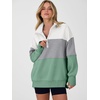 image:imageANRABESS Womens Quarter Zip Pullover Oversized Color Block SweatshirtsWhite Light Grey Sage Green