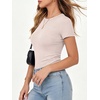 image:imageANRABESS Womens Ribbed Short Sleeve Tops Basic Tee ShirtsApricot