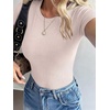image:imageANRABESS Womens Ribbed Short Sleeve Tops Basic Tee ShirtsApricot