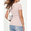 image:imageANRABESS Womens Ribbed Short Sleeve Tops Basic Tee ShirtsApricot