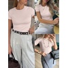 image:imageANRABESS Womens Ribbed Short Sleeve Tops Basic Tee ShirtsApricot