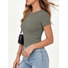 image:imageANRABESS Womens Ribbed Short Sleeve Tops Basic Tee ShirtsArmy Green