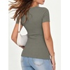 image:imageANRABESS Womens Ribbed Short Sleeve Tops Basic Tee ShirtsArmy Green