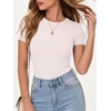 image:imageANRABESS Womens Ribbed Short Sleeve Tops Basic Tee ShirtsBeige