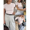 image:imageANRABESS Womens Ribbed Short Sleeve Tops Basic Tee ShirtsBeige