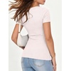 image:imageANRABESS Womens Ribbed Short Sleeve Tops Basic Tee ShirtsBeige