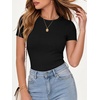 image:imageANRABESS Womens Ribbed Short Sleeve Tops Basic Tee ShirtsBlack