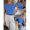 image:imageANRABESS Womens Ribbed Short Sleeve Tops Basic Tee ShirtsBlue