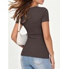 image:imageANRABESS Womens Ribbed Short Sleeve Tops Basic Tee ShirtsBrown