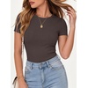 image:imageANRABESS Womens Ribbed Short Sleeve Tops Basic Tee ShirtsBrown