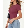 image:imageANRABESS Womens Ribbed Short Sleeve Tops Basic Tee ShirtsBurgundy