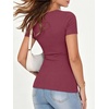 image:imageANRABESS Womens Ribbed Short Sleeve Tops Basic Tee ShirtsBurgundy