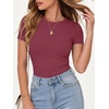 image:imageANRABESS Womens Ribbed Short Sleeve Tops Basic Tee ShirtsBurgundy
